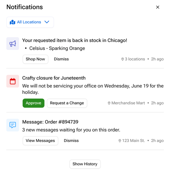 Notification Center in the Crafty Platform