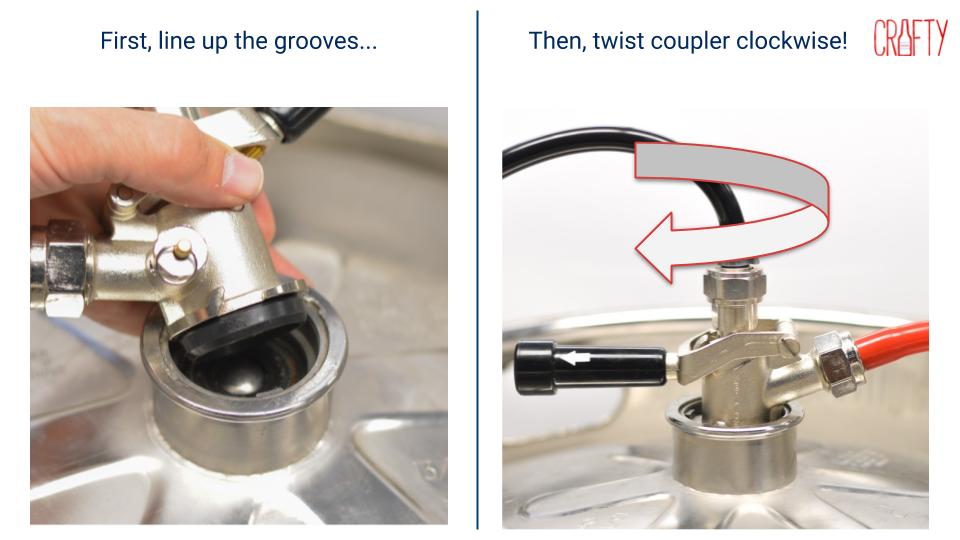 how to line up the office keg grooves in the coupler