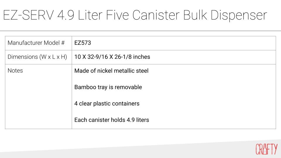 EZ serv bulk dispenser specs