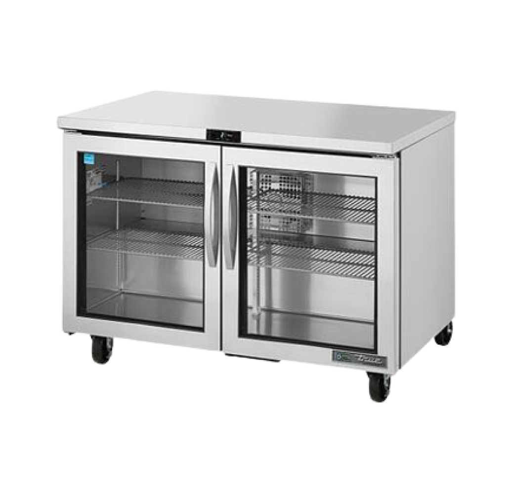 True Refrigeration TUC-48G Undercounter Double Glass Door Stainless Steel Refrigerator